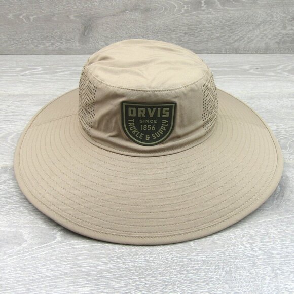 Orvis Wide-Brim Performance Sun Hat Khaki Beige One Size Fit NEW - Picture 2 of 11